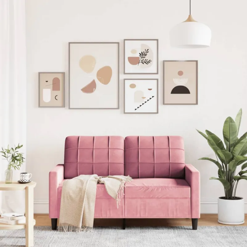 Dvivietė sofa, rožinės spalvos, 120cm, aksomas