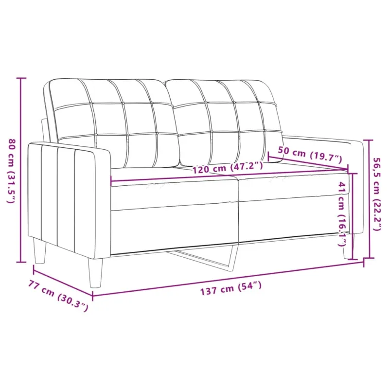 Dvivietė sofa, rožinės spalvos, 120cm, aksomas
