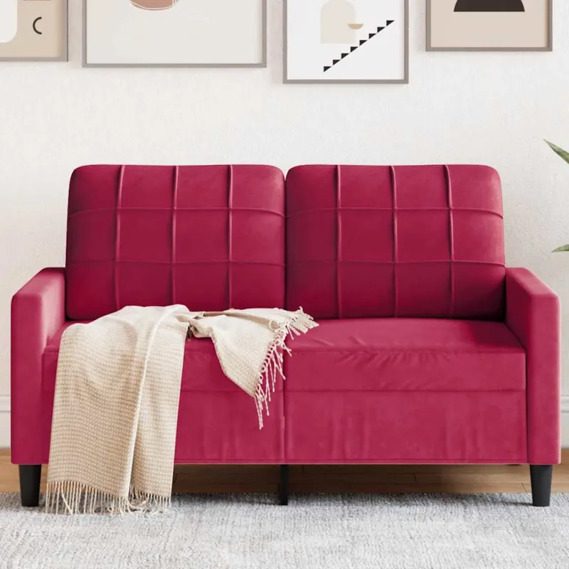 Dvivietė sofa, raudonojo vyno spalvos, 120cm, aksomas