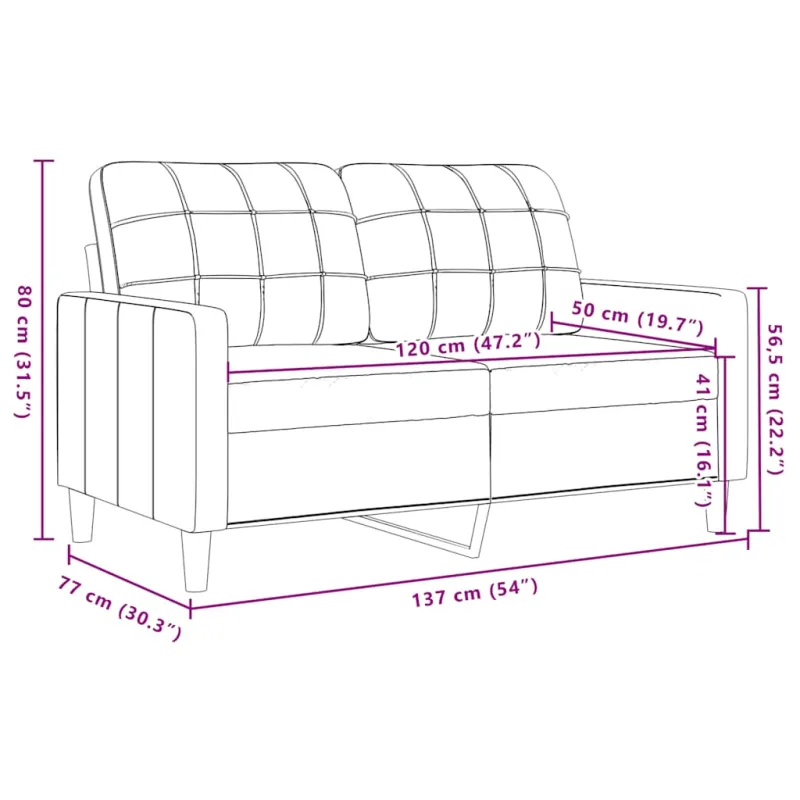 Dvivietė sofa, raudonojo vyno spalvos, 120cm, aksomas