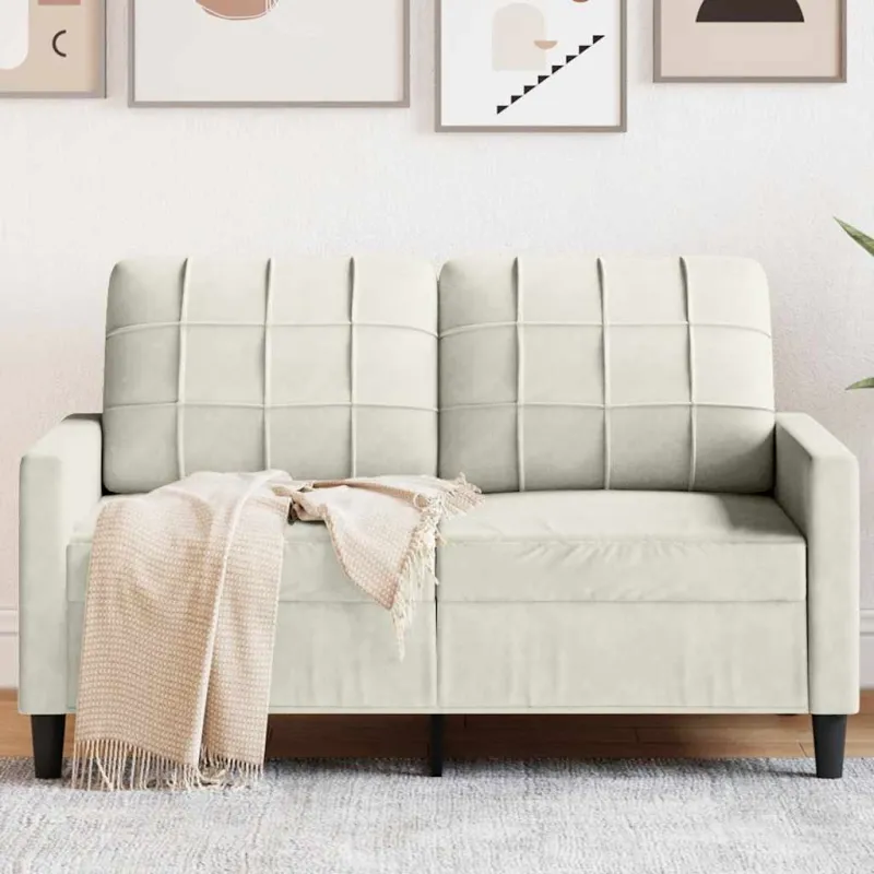Dvivietė sofa, kreminės spalvos, 120cm, aksomas