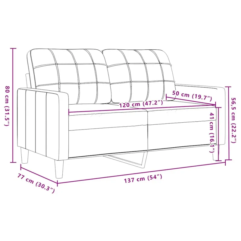 Dvivietė sofa, kreminės spalvos, 120cm, aksomas