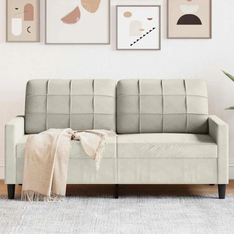 Dvivietė sofa, kreminės spalvos, 140cm, aksomas