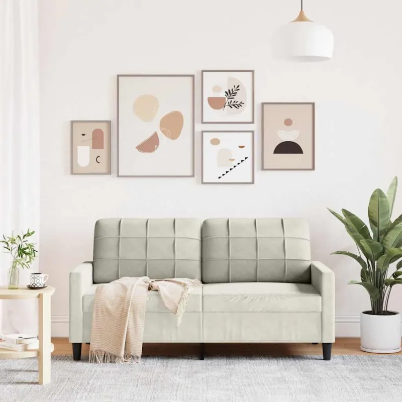 Dvivietė sofa, kreminės spalvos, 140cm, aksomas