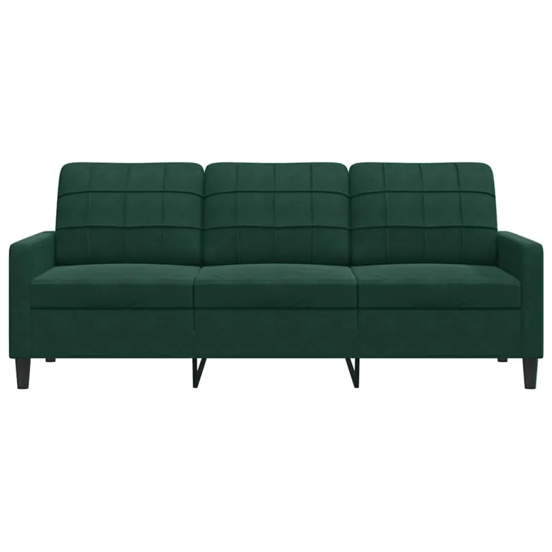 Trivietė sofa, tamsiai žalios spalvos, 180cm, aksomas