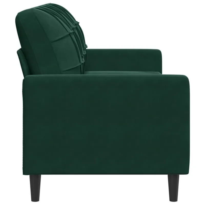 Trivietė sofa, tamsiai žalios spalvos, 180cm, aksomas