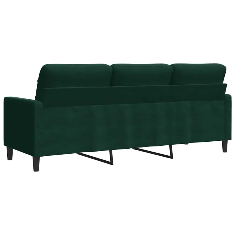 Trivietė sofa, tamsiai žalios spalvos, 180cm, aksomas