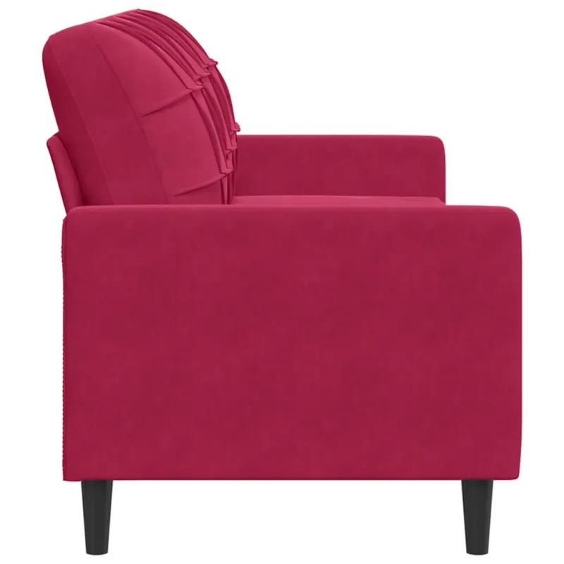 Trivietė sofa, raudonojo vyno spalvos, 180cm, aksomas