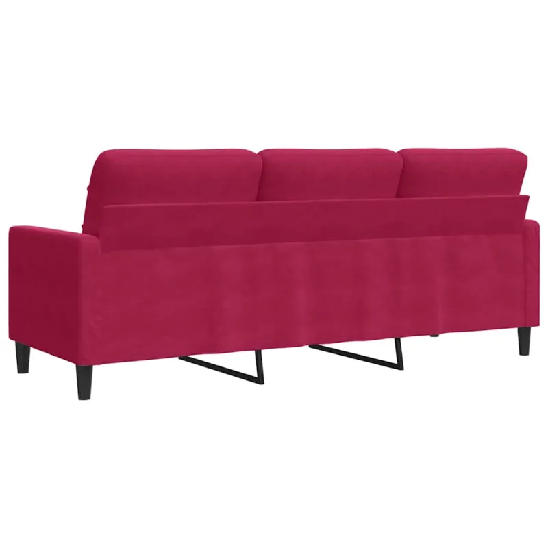 Trivietė sofa, raudonojo vyno spalvos, 180cm, aksomas