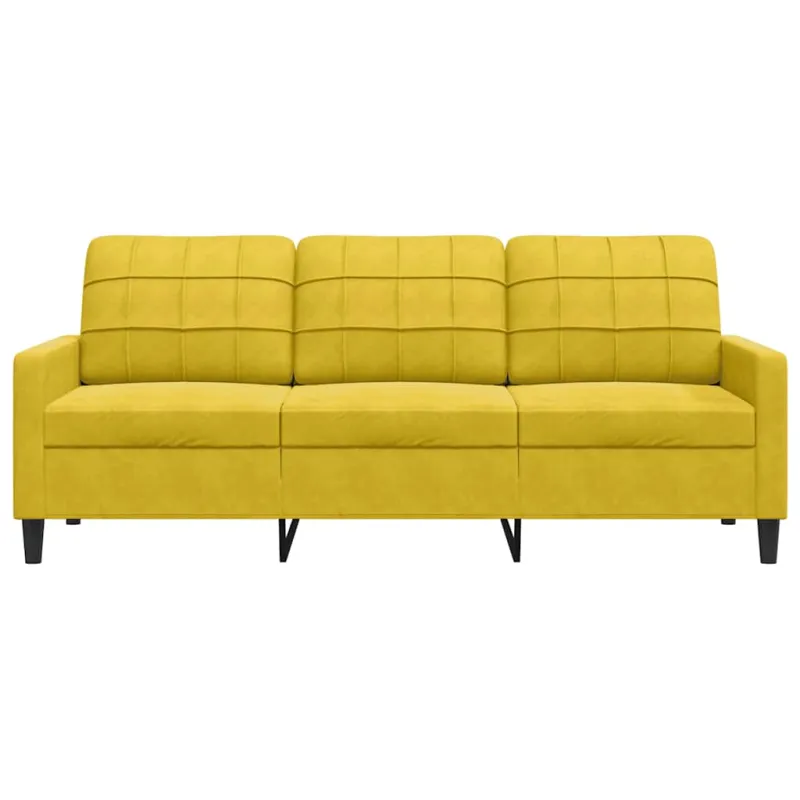 Trivietė sofa, geltonos spalvos, 180cm, aksomas