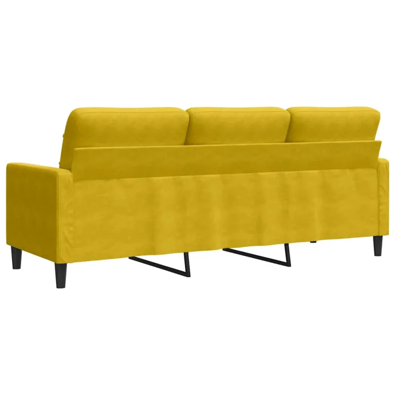 Trivietė sofa, geltonos spalvos, 180cm, aksomas