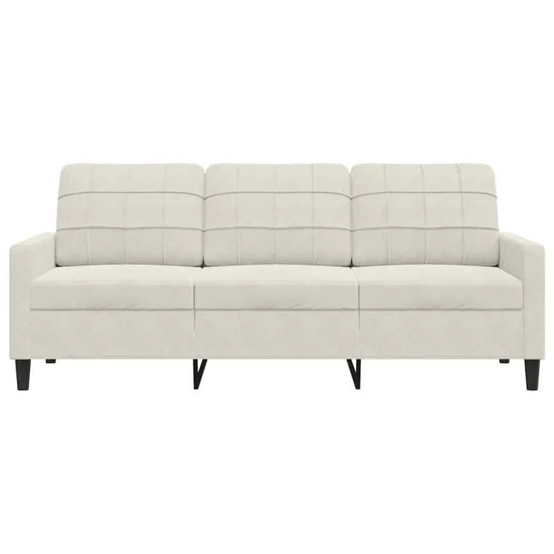 Trivietė sofa, kreminės spalvos, 180cm, aksomas