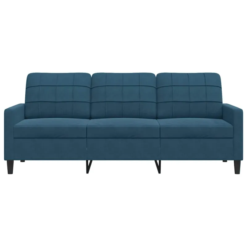 Trivietė sofa, mėlynos spalvos, 180cm, aksomas