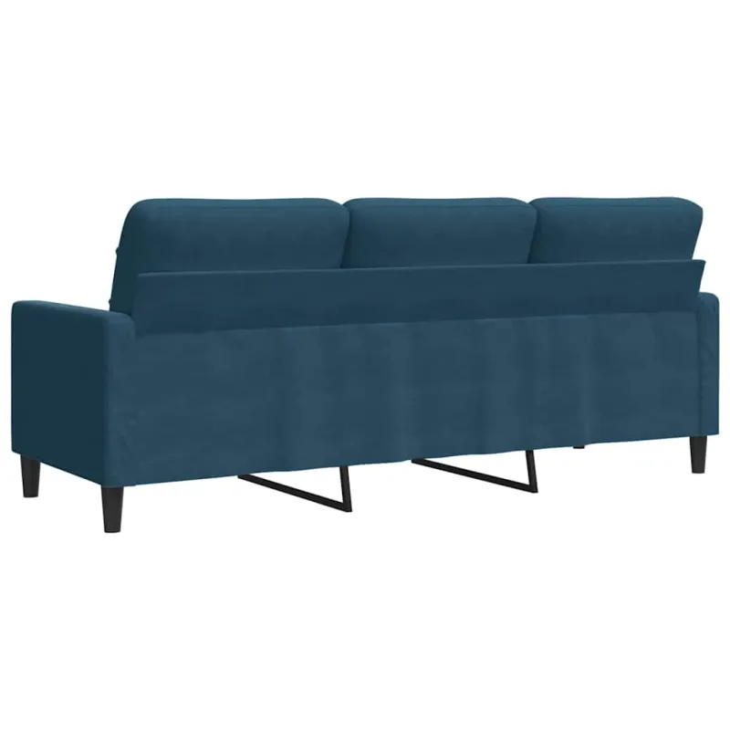 Trivietė sofa, mėlynos spalvos, 180cm, aksomas