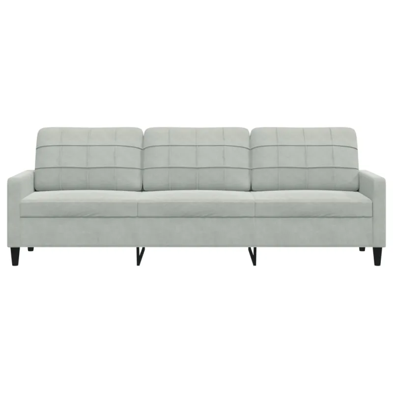 Trivietė sofa, šviesiai pilkos spalvos, 210cm, aksomas