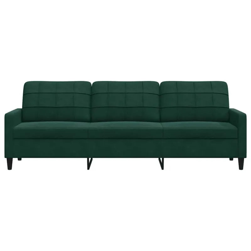 Trivietė sofa, tamsiai žalios spalvos, 210cm, aksomas