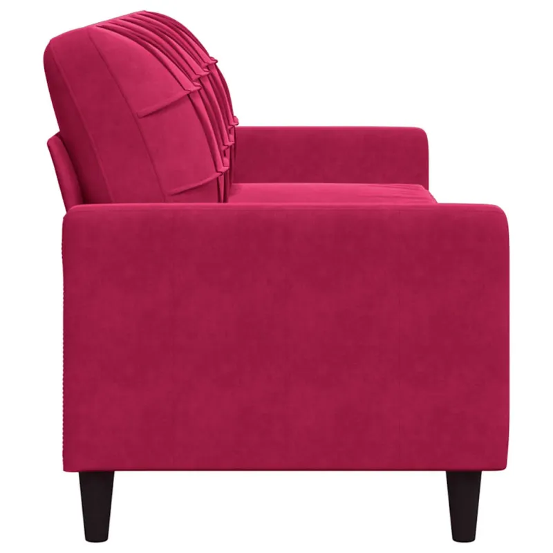 Trivietė sofa, raudonojo vyno spalvos, 210cm, aksomas