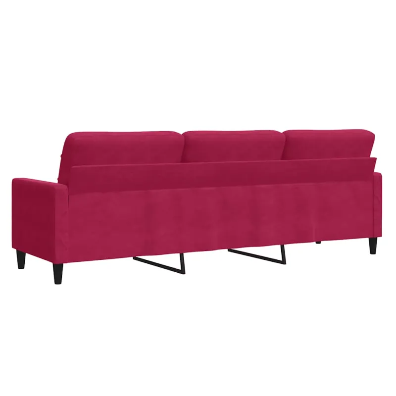 Trivietė sofa, raudonojo vyno spalvos, 210cm, aksomas