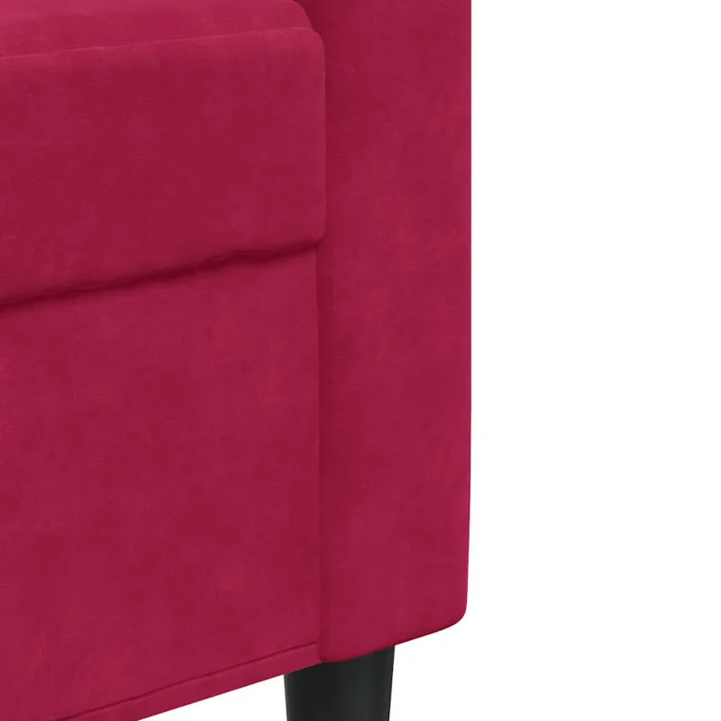 Trivietė sofa, raudonojo vyno spalvos, 210cm, aksomas
