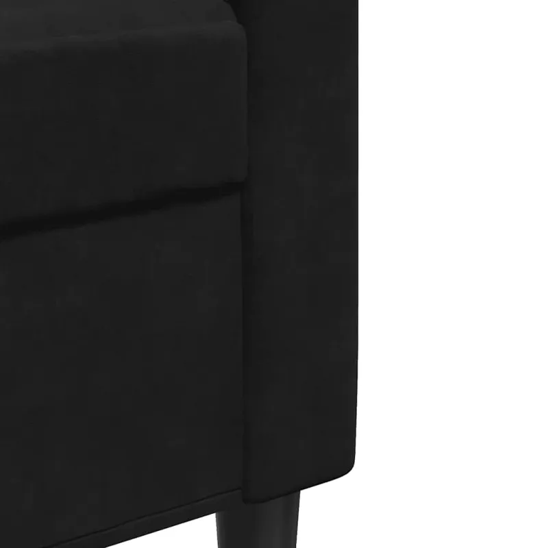Trivietė sofa, juodos spalvos, 210cm, aksomas