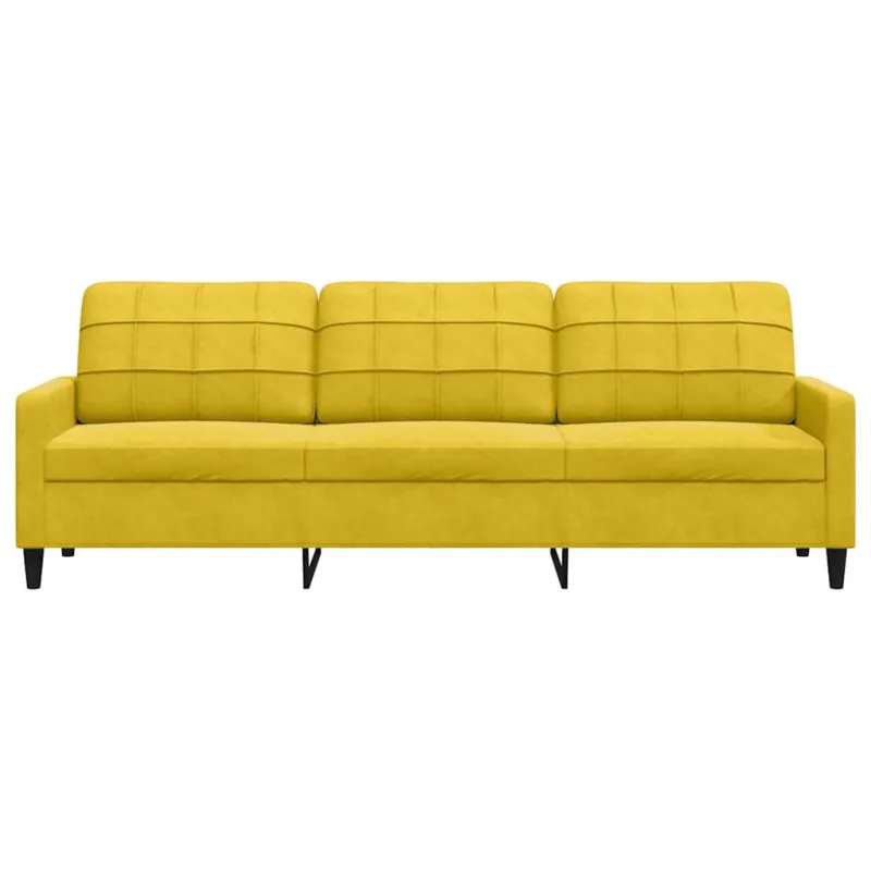 Trivietė sofa, geltonos spalvos, 210cm, aksomas
