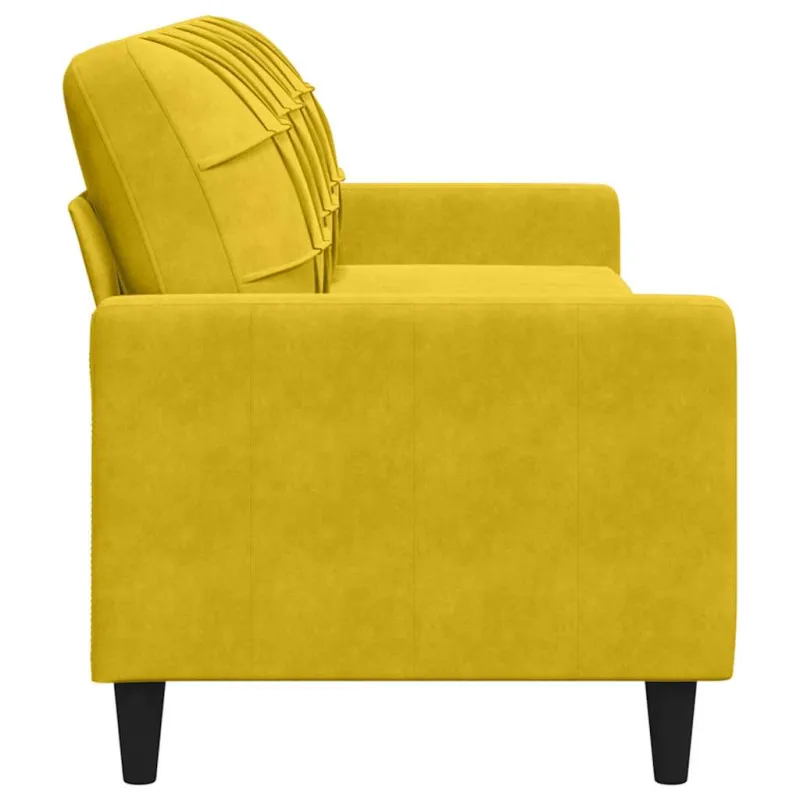 Trivietė sofa, geltonos spalvos, 210cm, aksomas