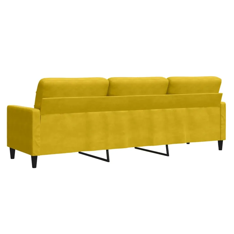 Trivietė sofa, geltonos spalvos, 210cm, aksomas