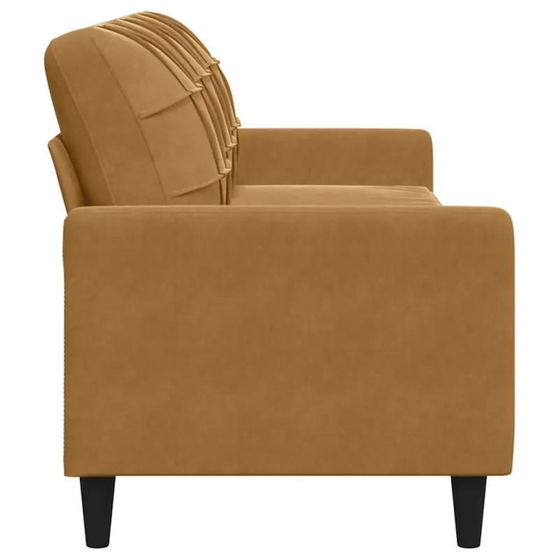 Trivietė sofa, rudos spalvos, 210cm, aksomas