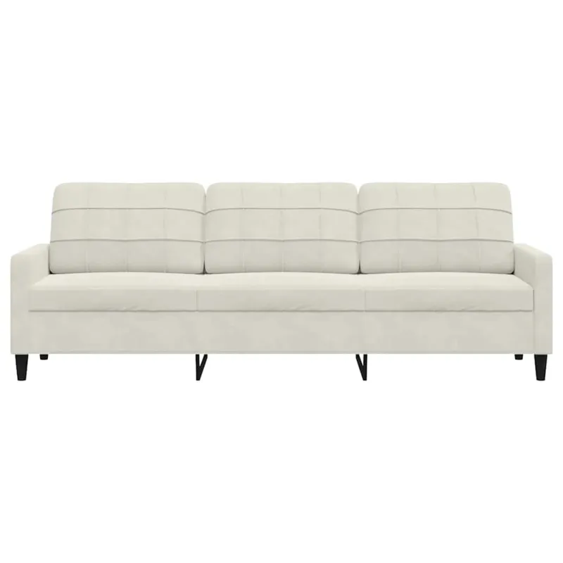 Trivietė sofa, kreminės spalvos, 210cm, aksomas
