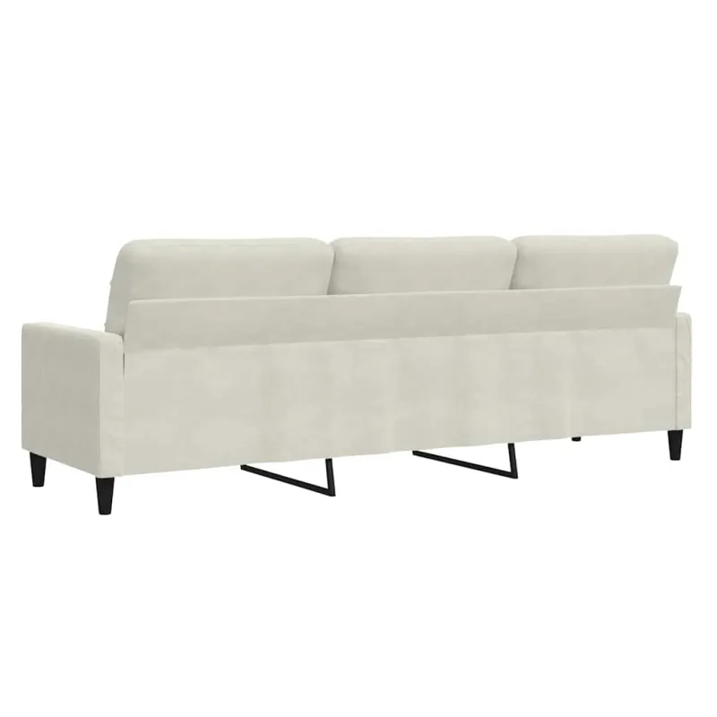 Trivietė sofa, kreminės spalvos, 210cm, aksomas