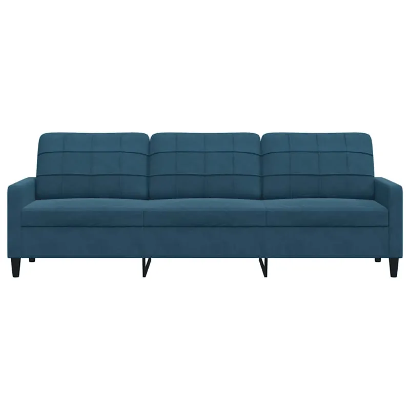 Trivietė sofa, mėlynos spalvos, 210cm, aksomas