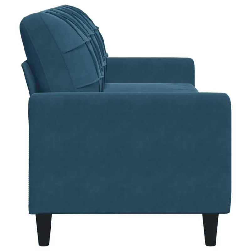 Trivietė sofa, mėlynos spalvos, 210cm, aksomas