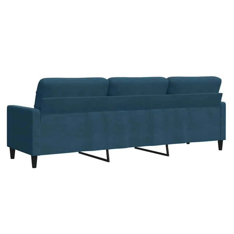 Trivietė sofa, mėlynos spalvos, 210cm, aksomas
