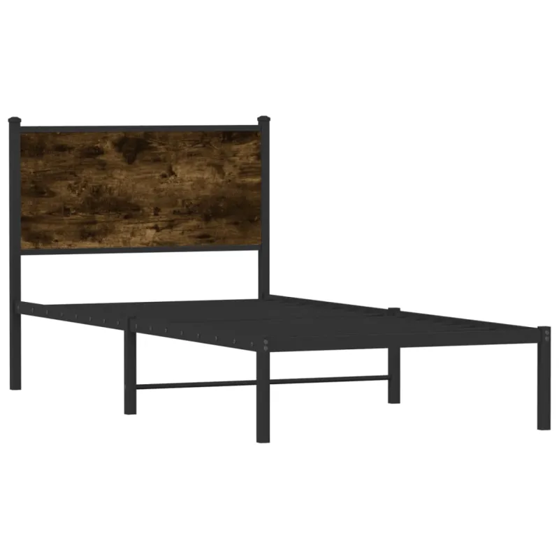 Lovos rėmas be čiužinio, dūminio ąžuolo, 75x190cm, metalas