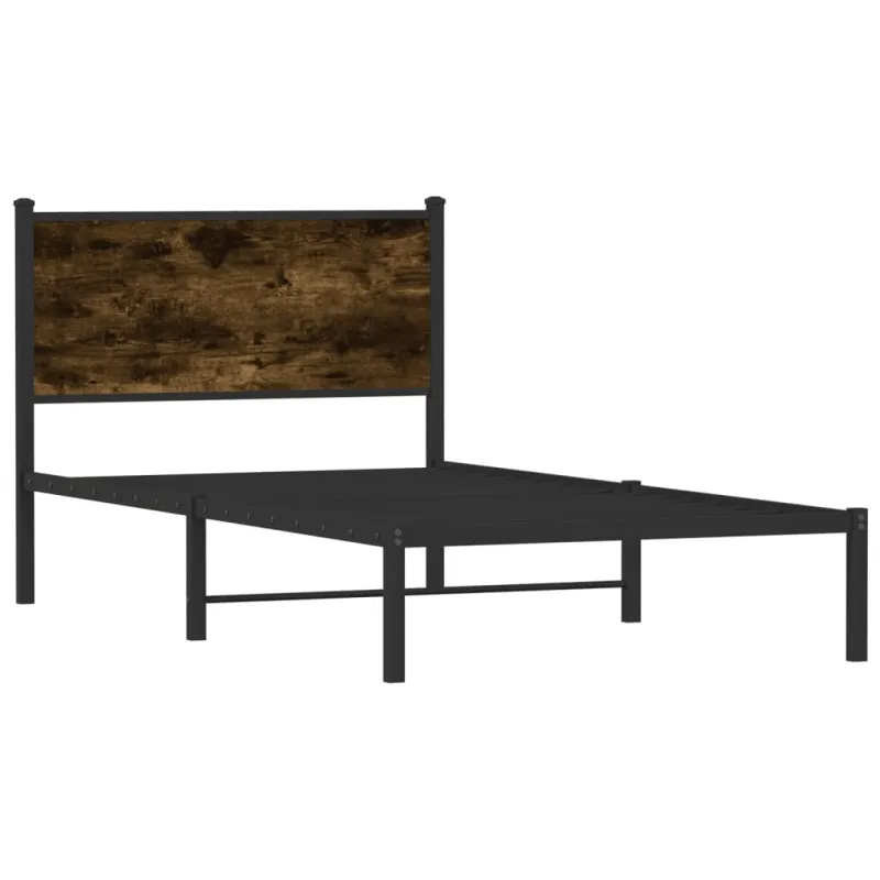 Lovos rėmas be čiužinio, dūminio ąžuolo, 100x190cm, metalas