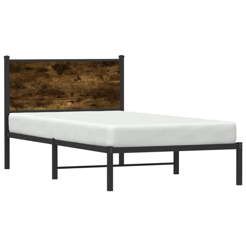 Lovos rėmas be čiužinio, dūminio ąžuolo, 100x190cm, metalas