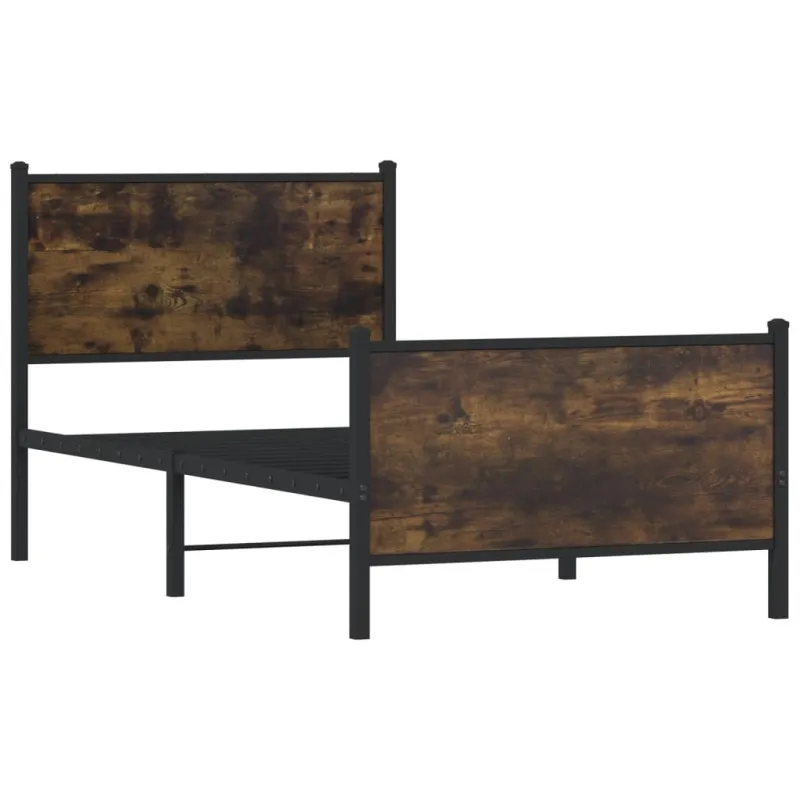 Lovos rėmas be čiužinio, dūminio ąžuolo, 75x190cm, metalas
