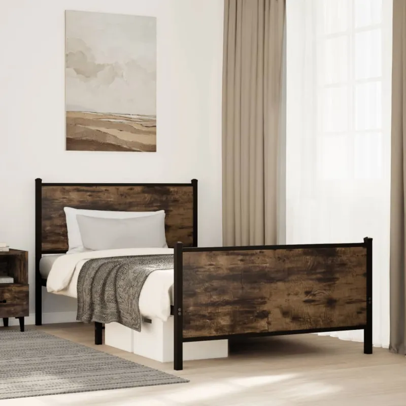 Lovos rėmas be čiužinio, dūminio ąžuolo, 107x203cm, metalas