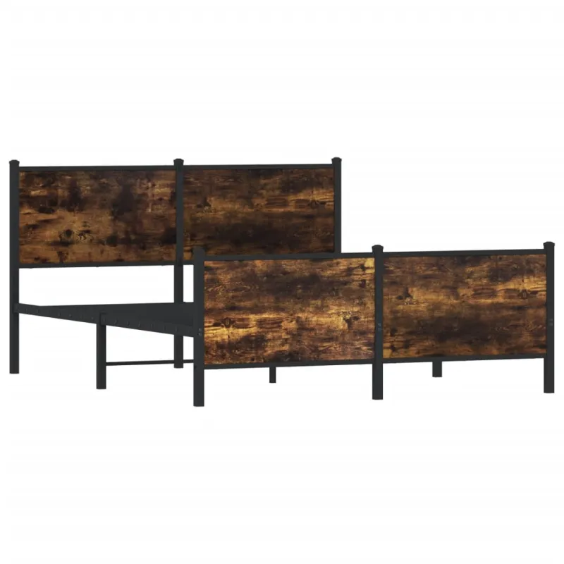 Lovos rėmas be čiužinio, dūminio ąžuolo, 137x190 cm, metalas