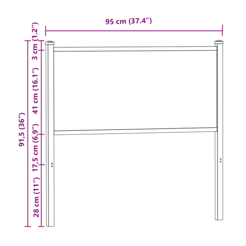Pakaitinis galvūgalis, dūminio ąžuolo spalvos, 90cm, mediena ir plienas