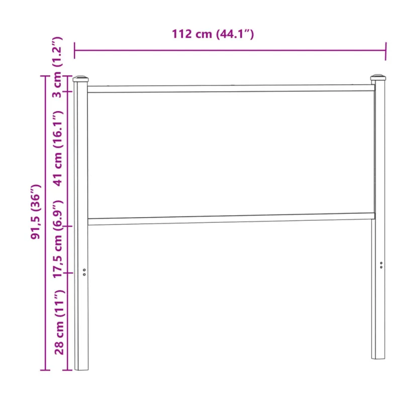 Pakaitinis galvūgalis, dūminio ąžuolo spalvos, 107cm, mediena ir plienas