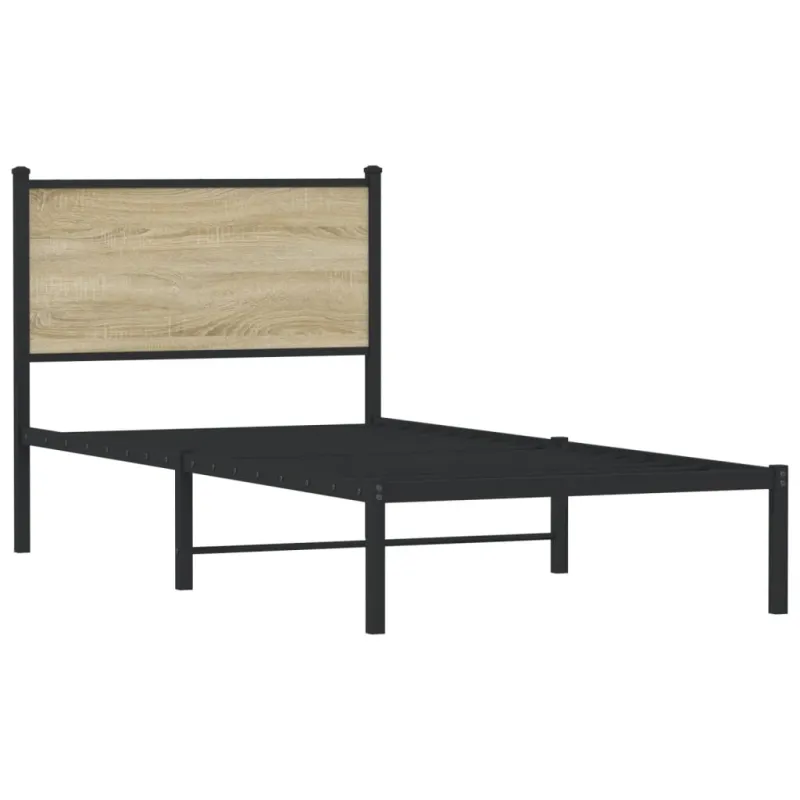 Lovos rėmas be čiužinio, sonoma ąžuolo, 75x190cm, metalas