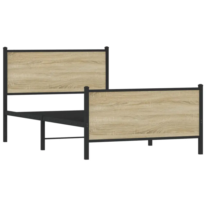 Lovos rėmas be čiužinio, sonoma ąžuolo, 107x203cm, metalas