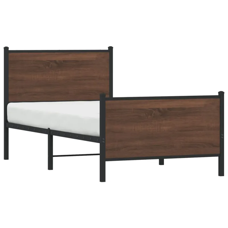 Metalinis lovos rėmas be čiužinio Rudas ąžuolas 75x190 cm