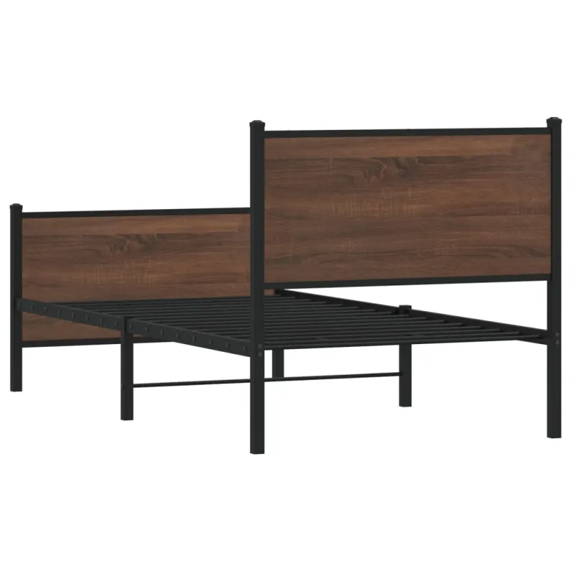 Metalinis lovos rėmas be čiužinio Rudas ąžuolas 75x190 cm