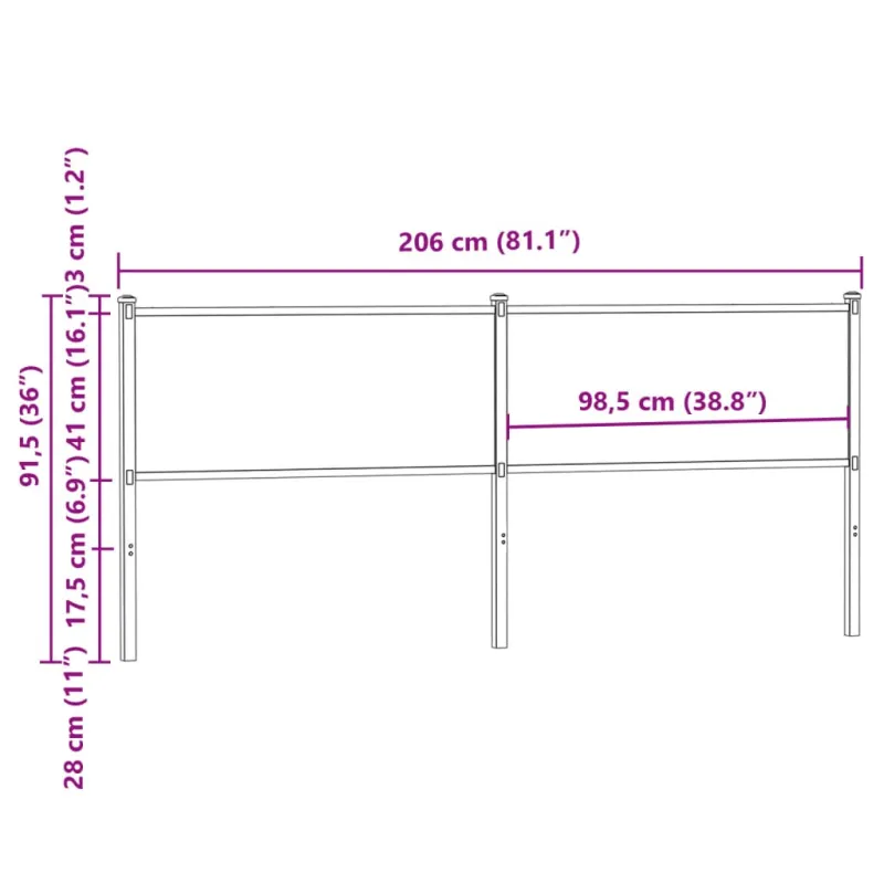Pakaitinis galvūgalis, ruda ąžuolo spalvos, 200cm, mediena ir plienas