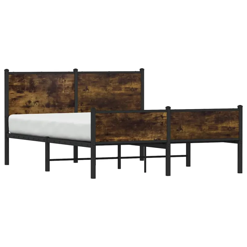 Lovos rėmas be čiužinio, dūminio ąžuolo, 137x190 cm, metalas