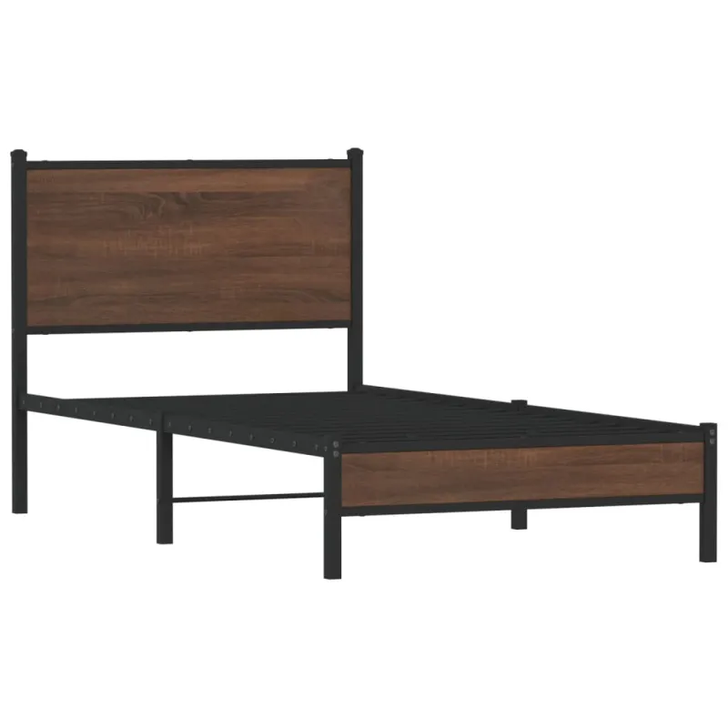 Metalinis lovos rėmas be čiužinio Rudas ąžuolas 75x190 cm