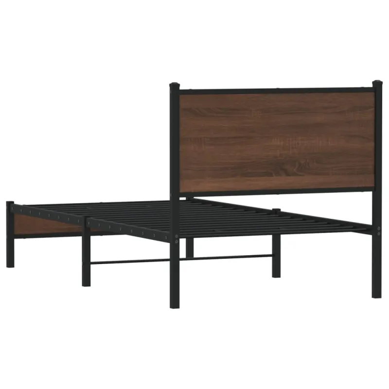 Metalinis lovos rėmas be čiužinio Rudas ąžuolas 75x190 cm