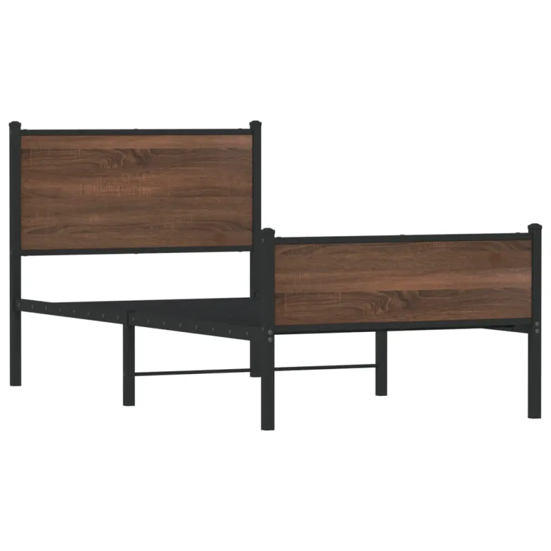 Metalinis lovos rėmas be čiužinio Rudas ąžuolas 75x190 cm